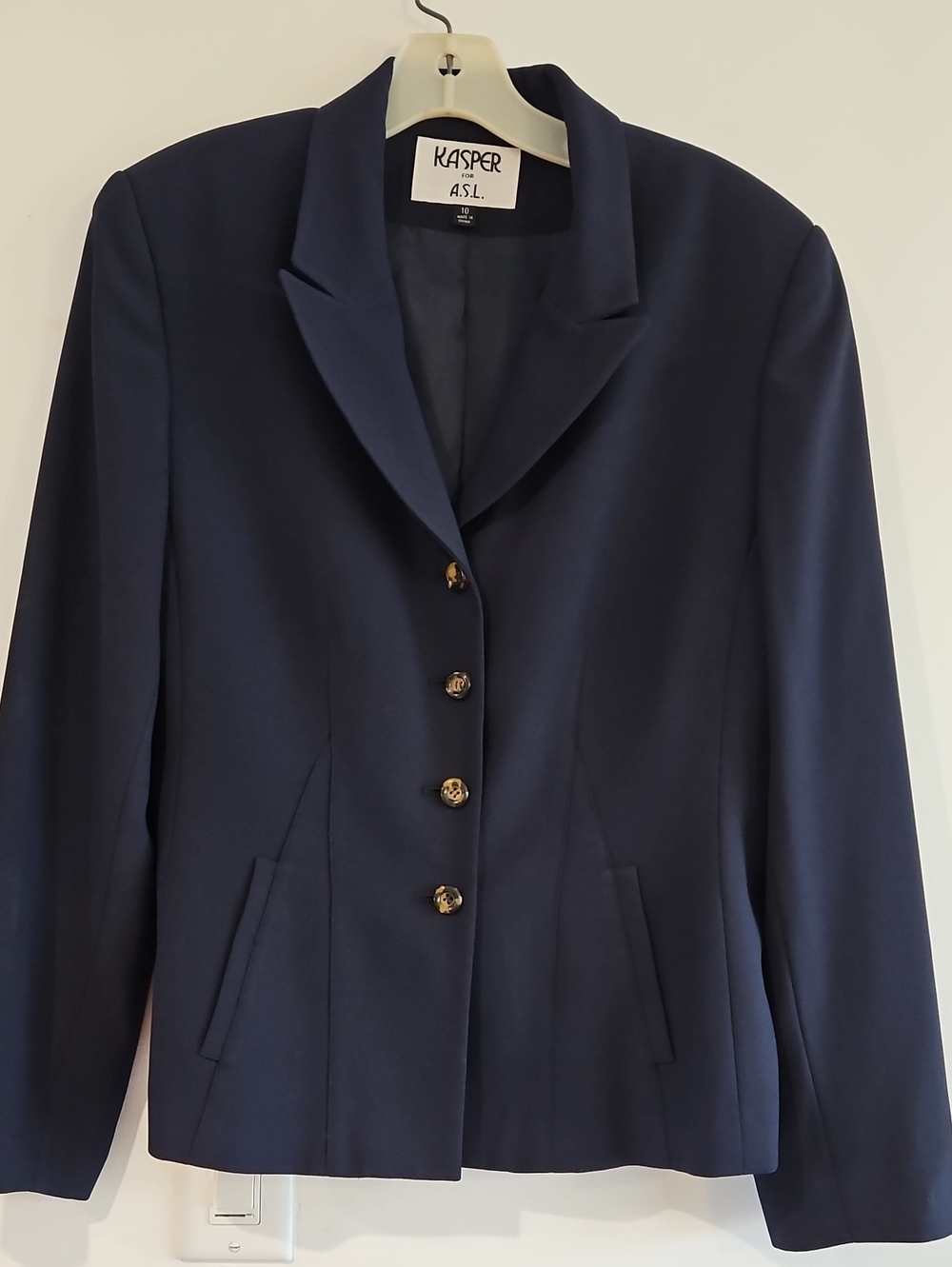 Kasper Navy Single-Breasted Blazer